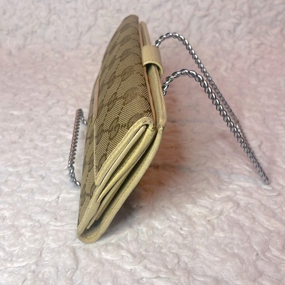 Gucci GG Guccissima Monogram Canvas & Leather Snap Folio Long Wallet Cream Brown - Picture 6 of 17